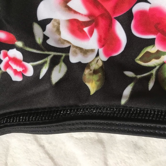 Black Floral One-Piece Swimsuit Cheeky Sm - Picture 7 of 10